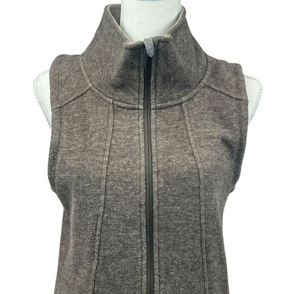 Toad & Co Brown Arriva Long Outbound Travel Vest Size S Wool Blend Zip - Picture 2 of 15